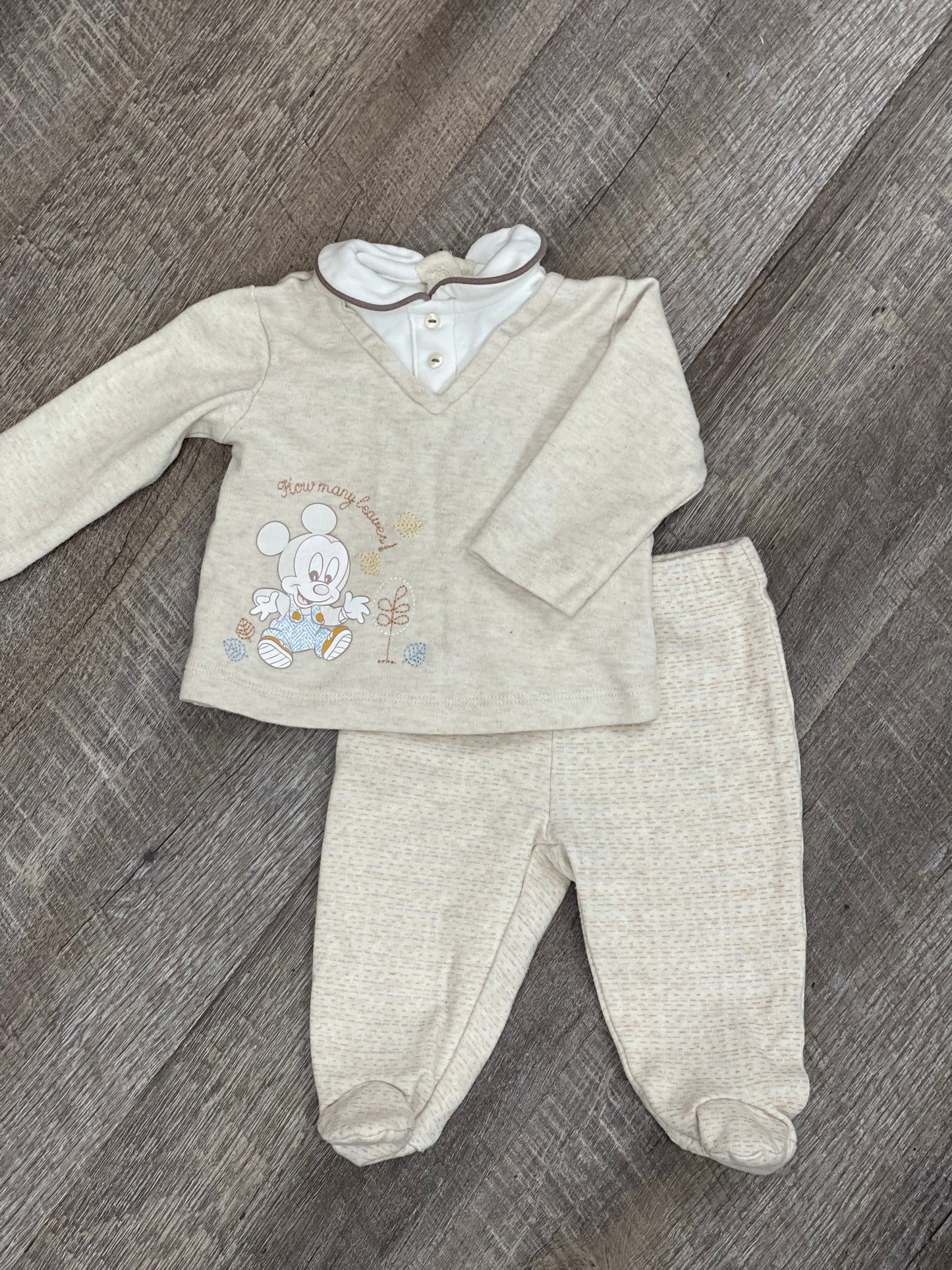 Ensemble beige Bébé Mickey - 1-3m